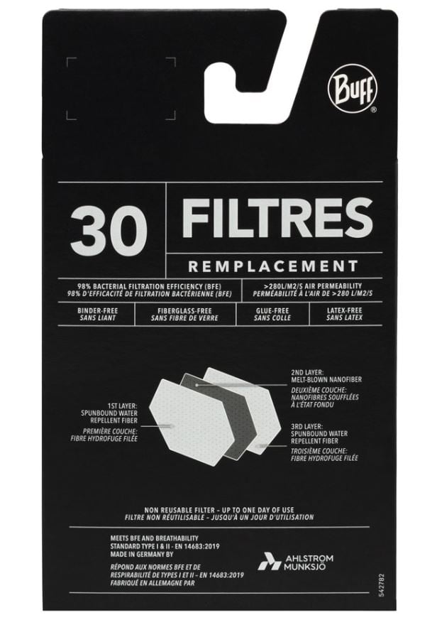 Buff 30 Pack Protective Kid's Face Mask Filters
